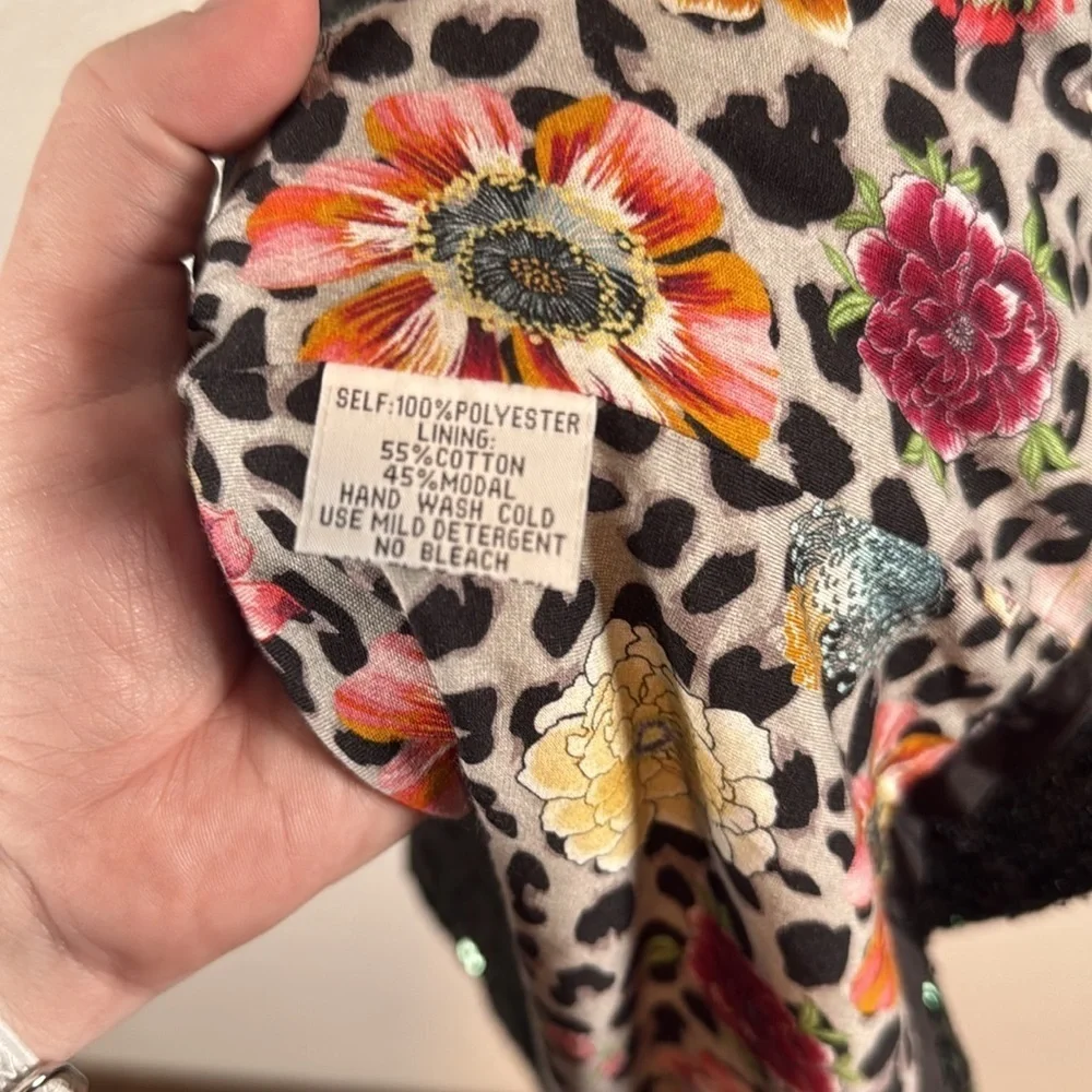 Johnny Was Ratana Ombre Black to Green Sequin Mini Dress with Pockets Size Med - Picture 7 of 10